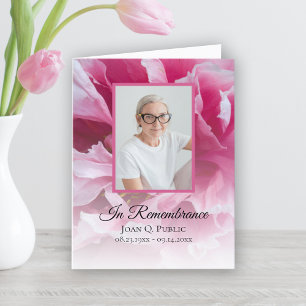Rosa Peony Flower Funeral Memorial Sympathy Tack Kort