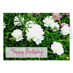 Rosa Peony Flower Grattis på födelsedagen Card Hälsningskort