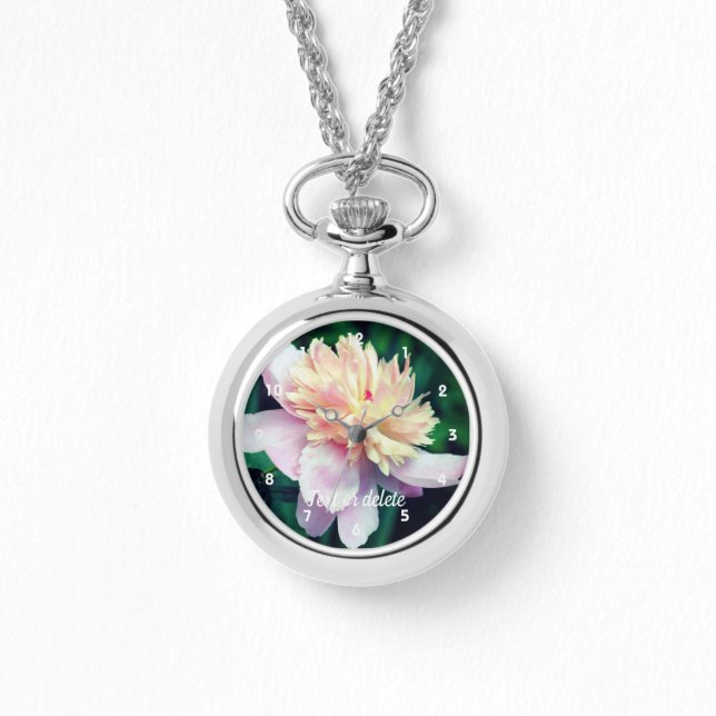 Rosa Peony Flower in Bloom Close Personlig  Armbandsur (Framsida)