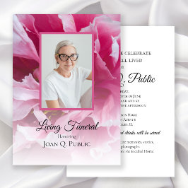 Rosa Peony Flower Living Funeral Party Inbjudningar