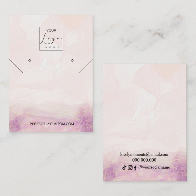 Rosa Peony Flower necklace örrar visning Busi Visitkort (Fram/baksida)