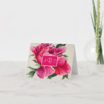 Rosa Peony Flower Personlig Note Card