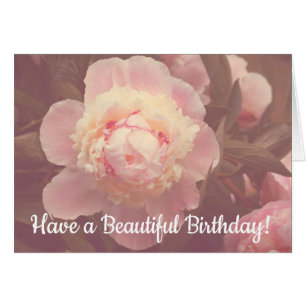 Rosa Peony Flowers Anpassningsbar Birthday Card Hälsningskort