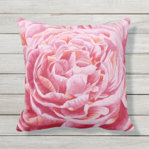 Rosa Peony Flowers Closeup Illustration Kudde