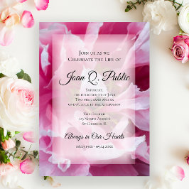 Rosa Peony Flowers Firande of Life Memorial Inbjudningar