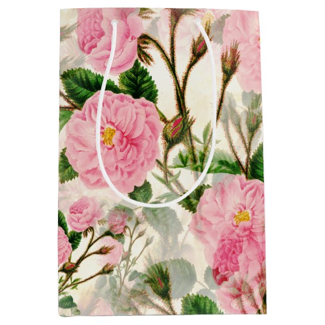 Rosa Peony Flowers, Löv & Buds Mönster (Framsidan)