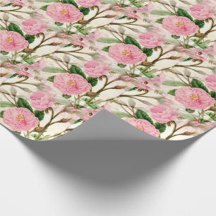 Rosa Peony Flowers, Löv & Buds Mönster Presentpapper