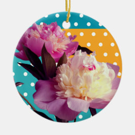 Rosa Peony Flowers Modern Photo Ornament