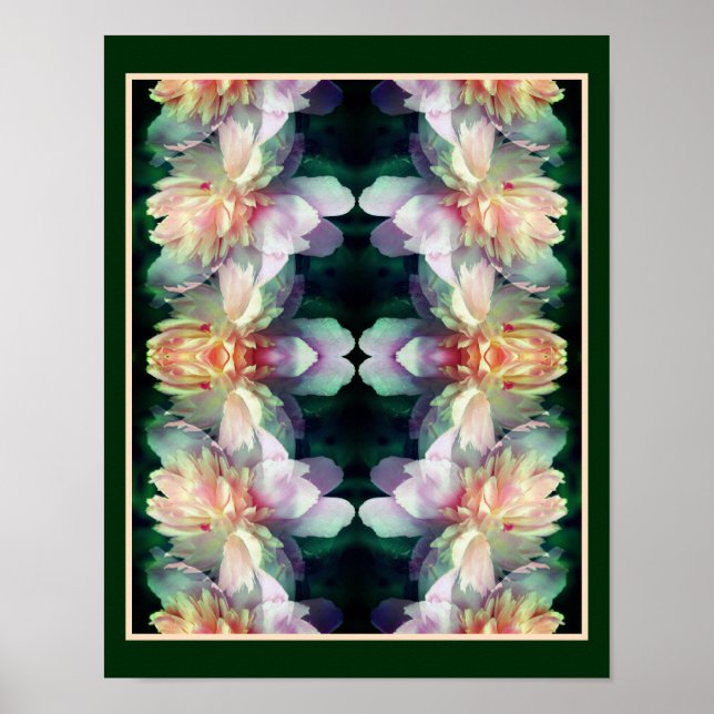 Rosa Peony Flowers Multiplied Abstrakt Poster (Framsidan)