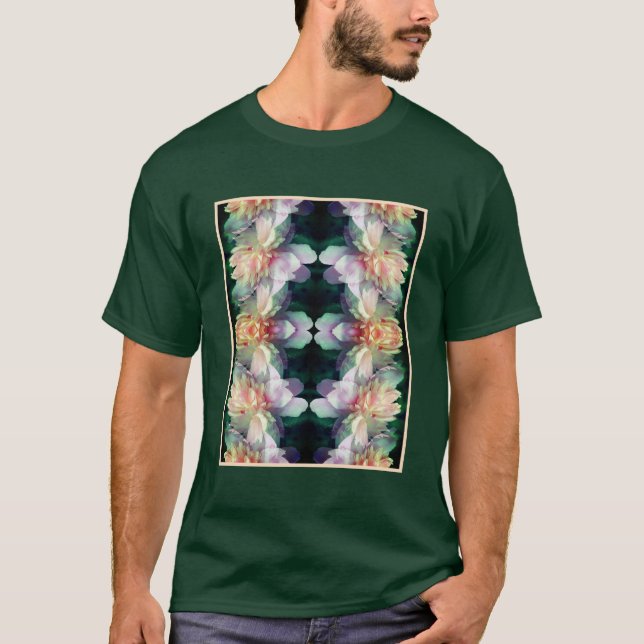 Rosa Peony Flowers Multiplied Abstrakt T Shirt (Framsida)