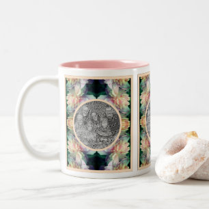 Rosa Peony Flowers Multiplied Add Your Photo Två-Tonad Mugg