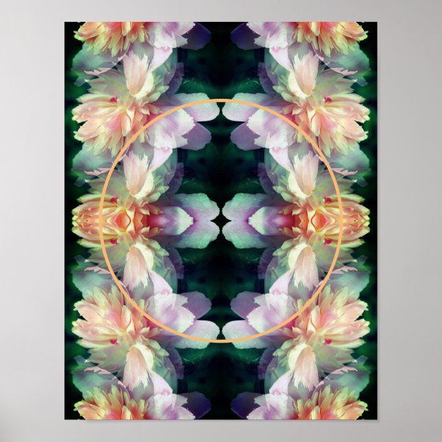 Rosa Peony Flowers Ram Lägg till ditt foto Poster (Framsidan)