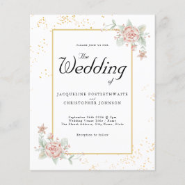 Rosa Peony Flyer - inbjudan till budgetbröllop