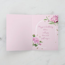 Rosa Peony Födelsedags Falt Gratulationskort Kort