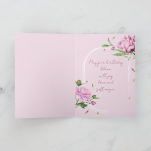Rosa Peony Födelsedags Falt Gratulationskort Kort