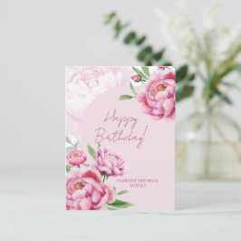 Rosa Peony Födelsedagsvikningskort Vykort