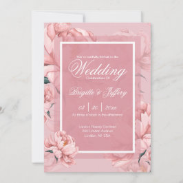 Rosa peony förlovningsinbjudan inbjudningar