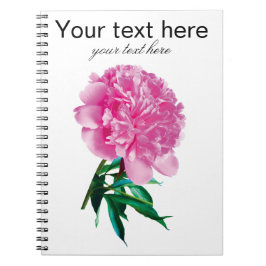 Rosa Peony Foto Modern Anpassa Text Anteckningsbok