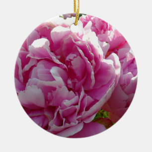 Rosa Peony-fotostuga lantgårdsträdgård blommigt tr Julgransprydnad Keramik