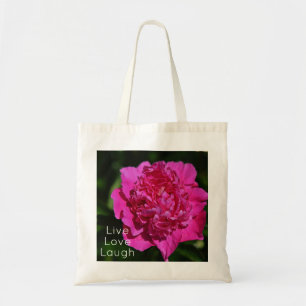Rosa Peony Garden Flower Motivational Tygkasse