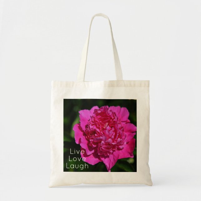 Rosa Peony Garden Flower Motivational Tygkasse (Framsidan)