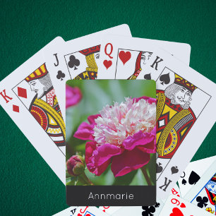 Rosa Peony Garden Flower w/Text Casinokort