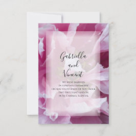 Rosa Peony Giftermål / Elopement Announcement Meddelande
