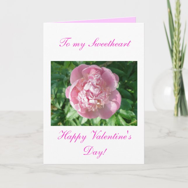 Rosa Peony Glad Alla hjärtans dag-kort Helgkort (Framsida)