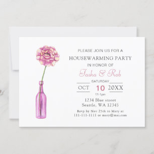 Rosa Peony Glass Flaska Vas Houseuppvärmning Inbjudningar