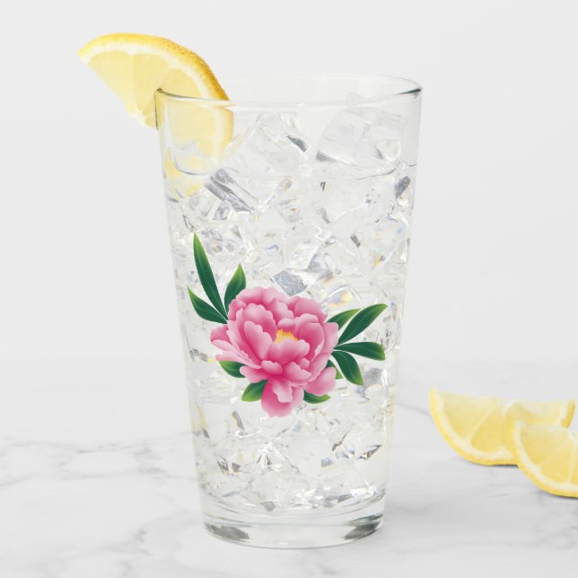 Rosa Peony Glass Glaskopp (Framsida Ice)