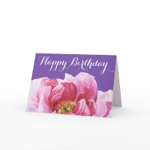 Rosa Peony Grattis på födelsedagen Greeting Card