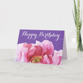 Rosa Peony Grattis på födelsedagen Greeting Card Kort