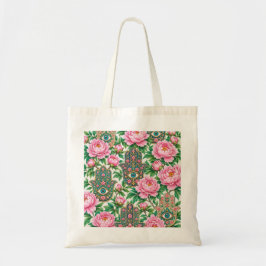 Rosa Peony Hamsa Hand Ond Öga Blommönster Tygkasse