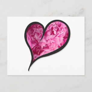 Rosa Peony Heart Blommigt Design Vykort