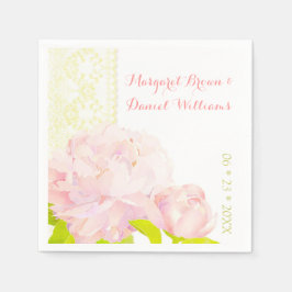 Rosa Peony Ivory Faux Snöre Bröllop Pappersservett