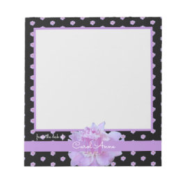 Rosa Peony Lila Monogram Blommigt Classic Black Anteckningsblock