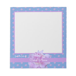 Rosa Peony Lila Monogram Blommigt Himlar Blue Anteckningsblock
