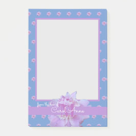 Rosa Peony Lila Monogram Blommigt Himlar Blue Post-it Block