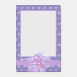 Rosa Peony Lila Monogram Blommigt Post-it Block