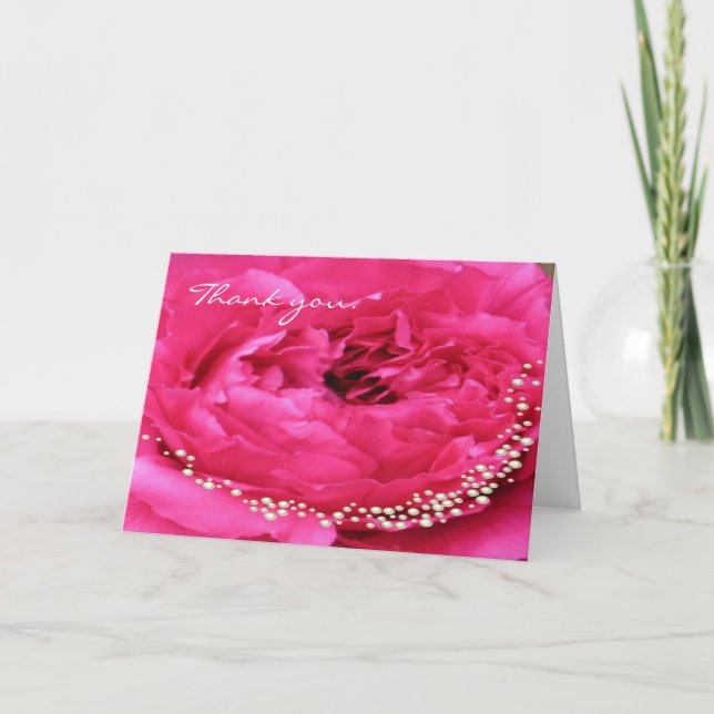 Rosa Peony med Pearls Tack, ditt kort (Framsida)