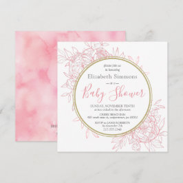  Rosa Peony Modern Blommigt Toile Baby Shower Inbjudningar