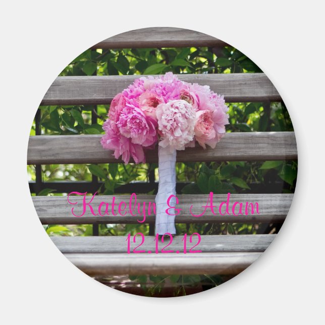 Rosa Peony Möhippa Bouquet Magnet (Framsidan)