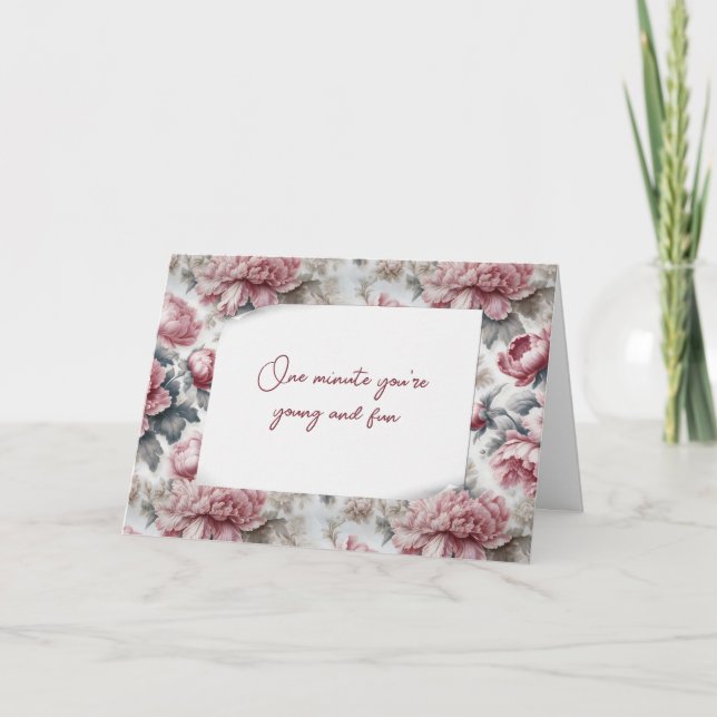 Rosa Peony Mönster för att föda Humor Kort (Framsida)