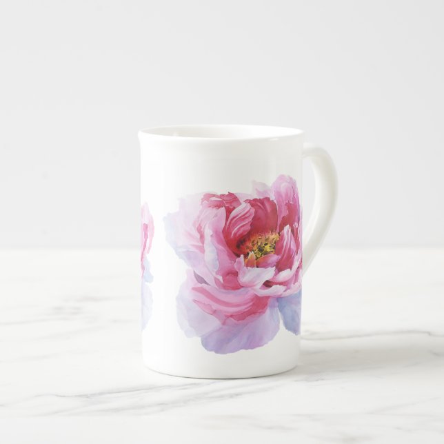 Rosa Peony Mugg Kopp Bone China Benporslin Mugg (Framsida höger)