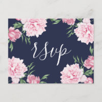 Rosa Peony & Navy Background | OSA av val av målti