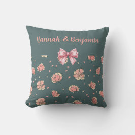 Rosa Peony och Bow Mönster Kudde