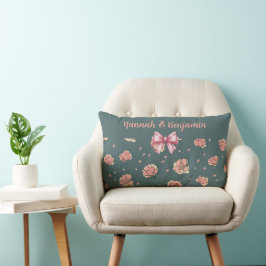 Rosa Peony och Bow Mönster Lumbarkudde