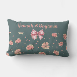 Rosa Peony och Bow Mönster Lumbarkudde