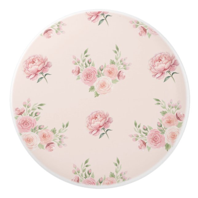 Rosa Peony och Rosmönster Knopp (Framsidan)