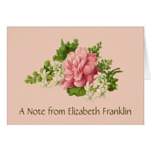 Rosa Peony och White Jasmine, Blank Notecard OBS Kort